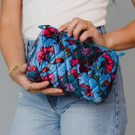 Blue Floral Cosmetic Bag