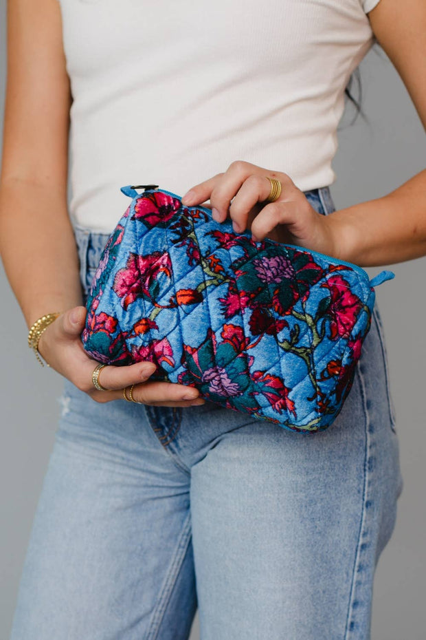 Blue Floral Cosmetic Bag