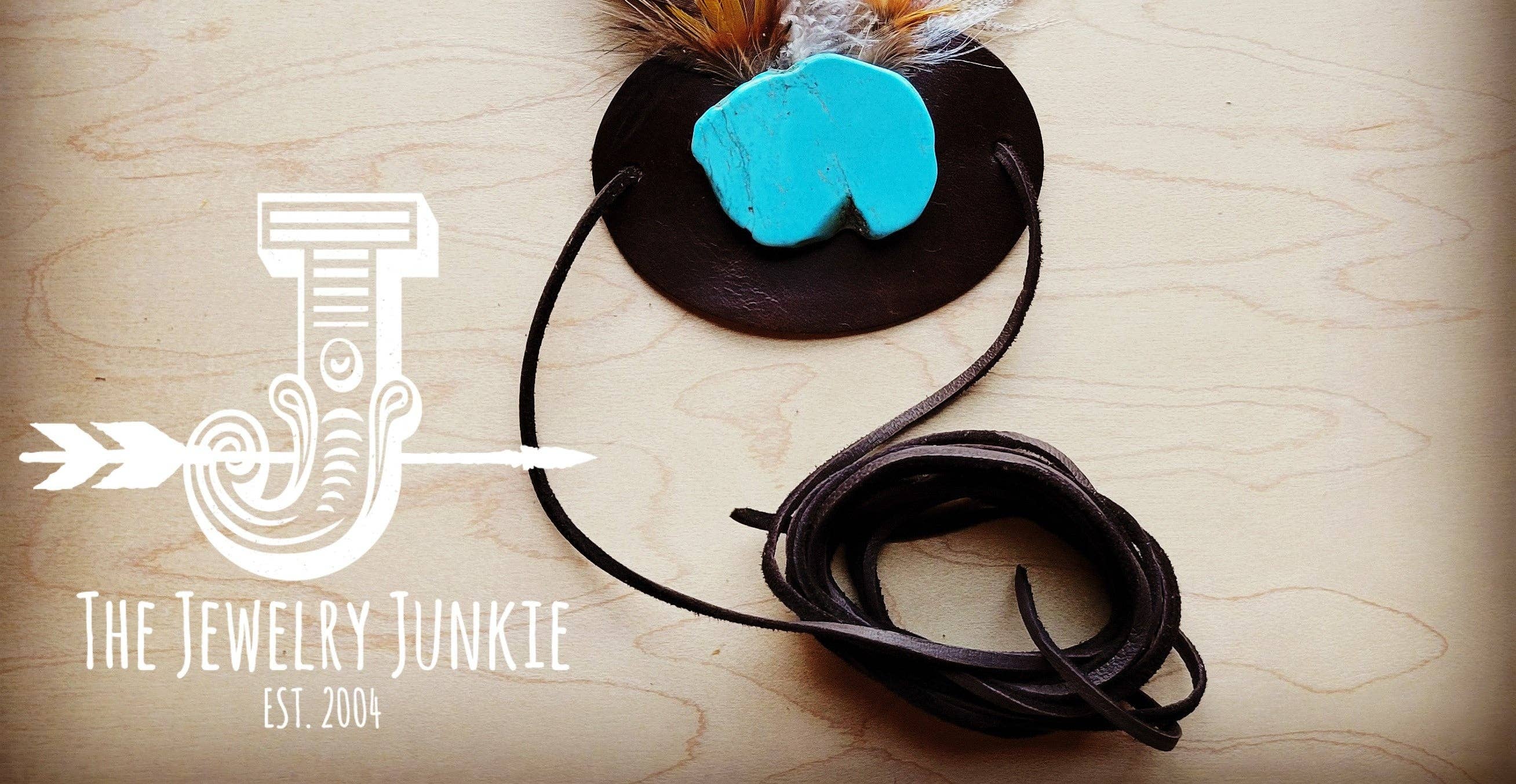 Turquoise Spotted Feather Hat Band