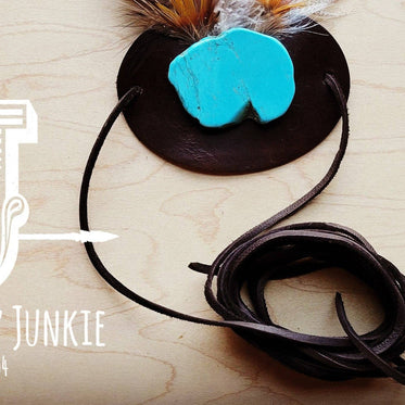 Turquoise Spotted Feather Hat Band