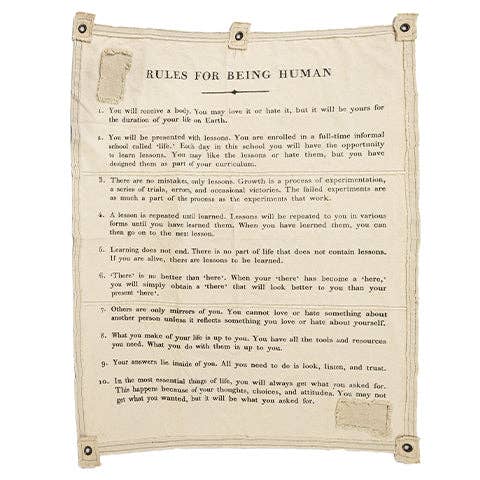 Canvas Wall Hanging - 10 Rules for being Human