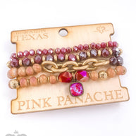 European crystal & chain bracelet stack