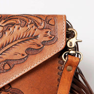 Embossed Leather & Fringe Purse
