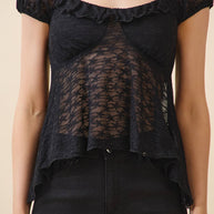 Ruffle Lace Sweetheart Shirt