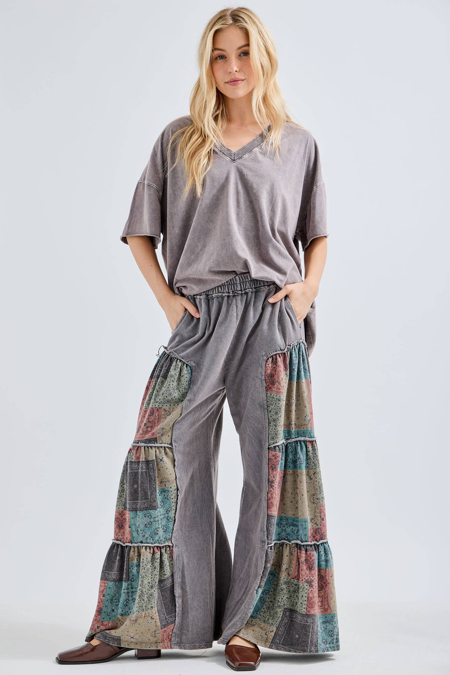 Tiered Boho Wide Leg Pants