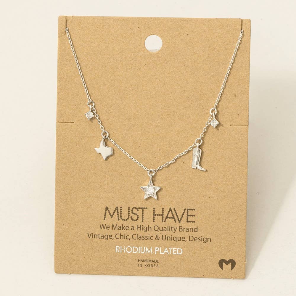 Texas Star Boots Western Station Necklace