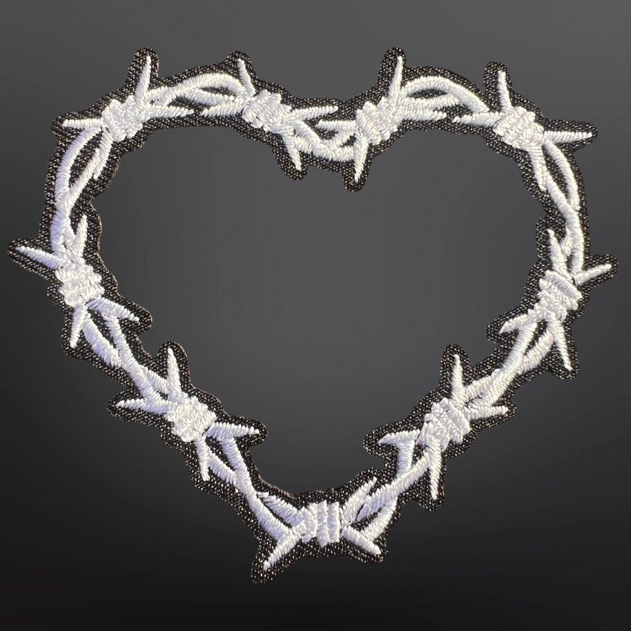 Western Iron On Trucker Hat Patch - Barbed Wire Heart