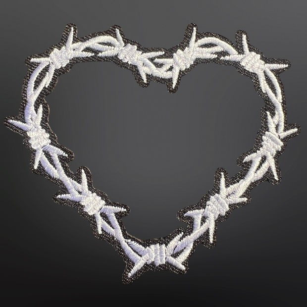 Western Iron On Trucker Hat Patch - Barbed Wire Heart