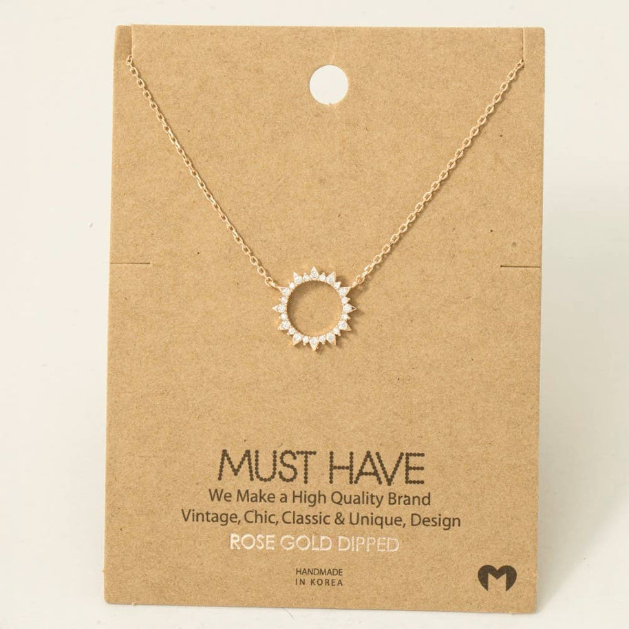 Pave Circle Sun Necklace