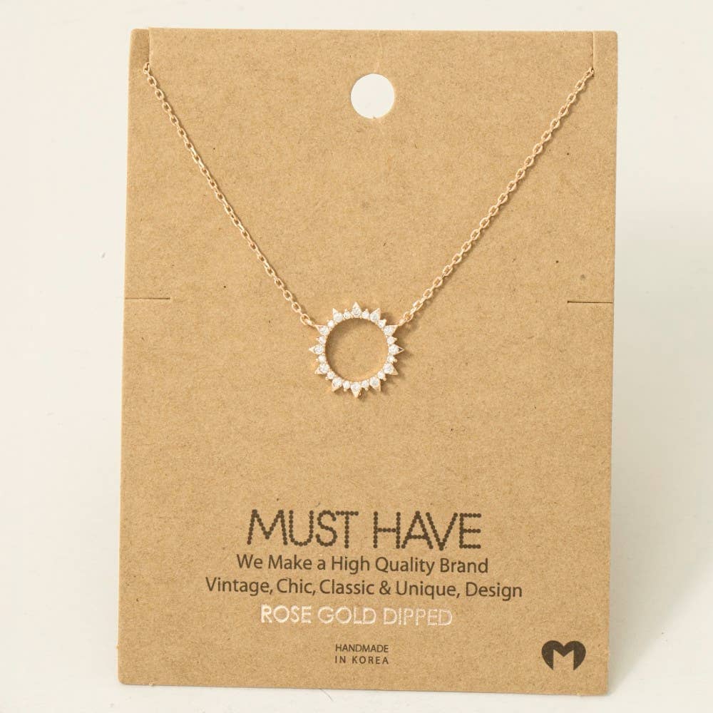 Pave Circle Sun Necklace