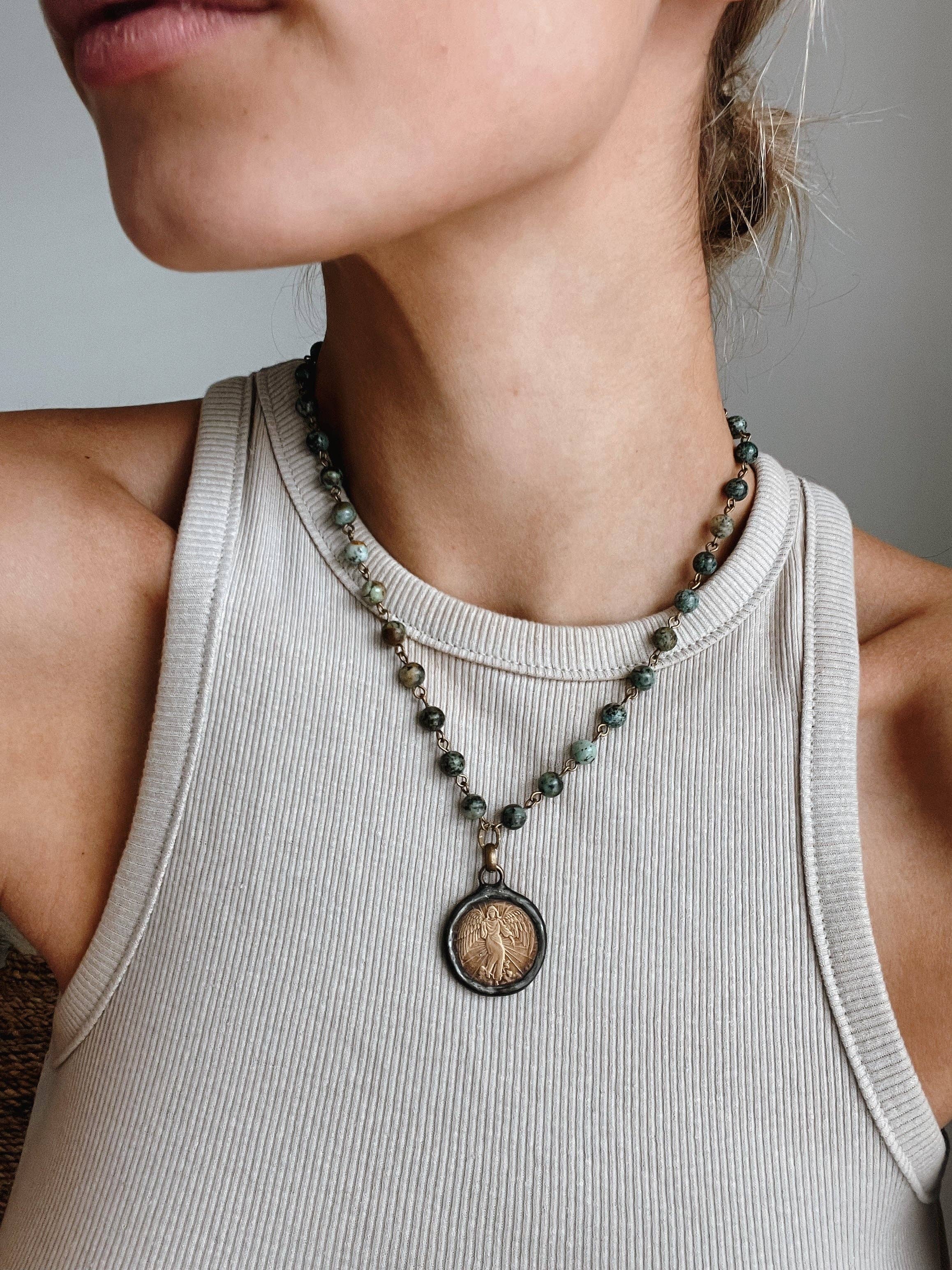 Old World Angel Coin Necklace