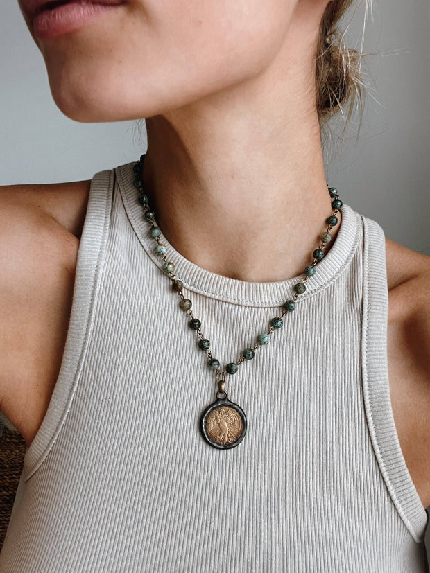 Old World Angel Coin Necklace