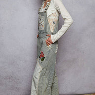 Pol Clothing Floral Patchwork Embroidery Overall