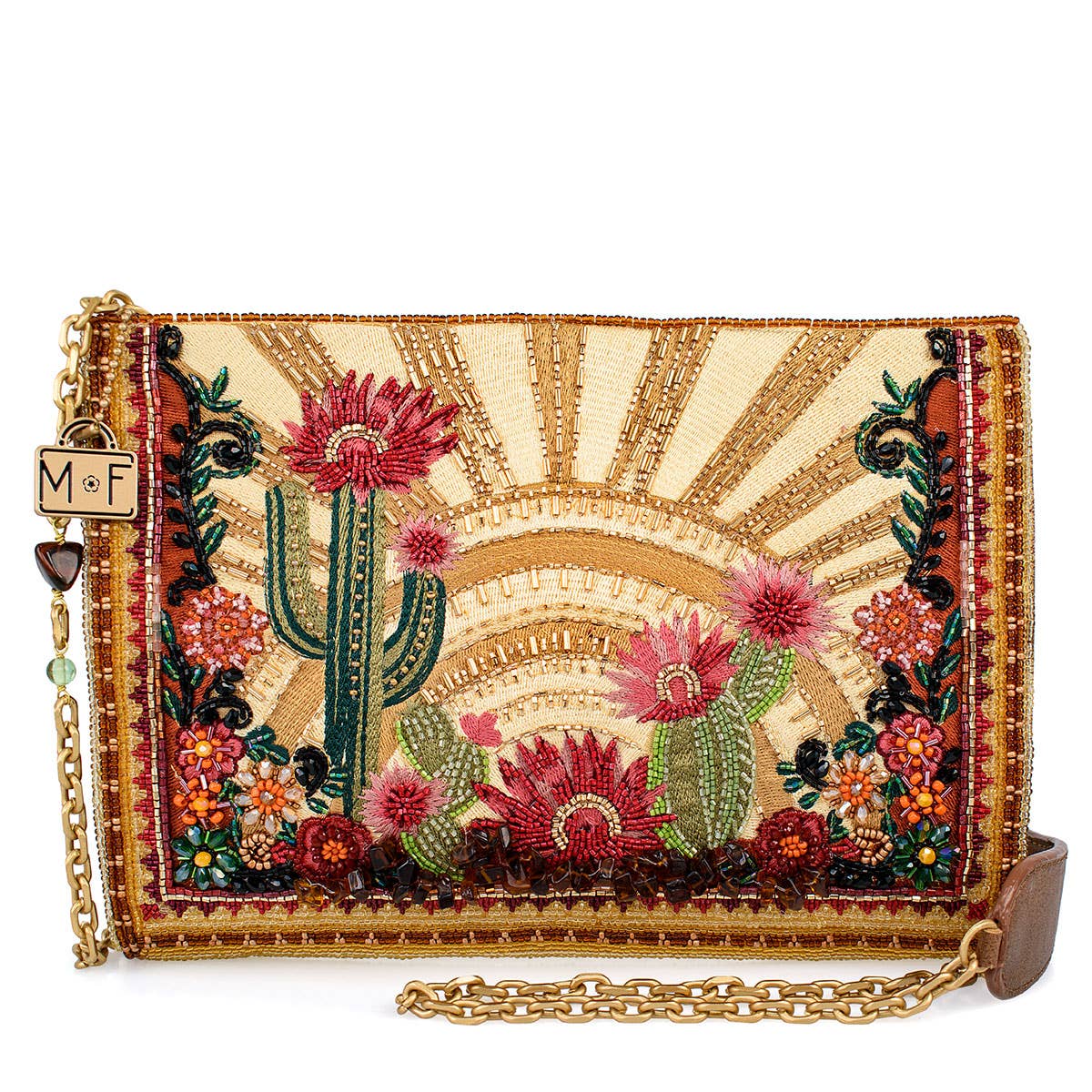 Beaded Cactus and Floral Crossbody