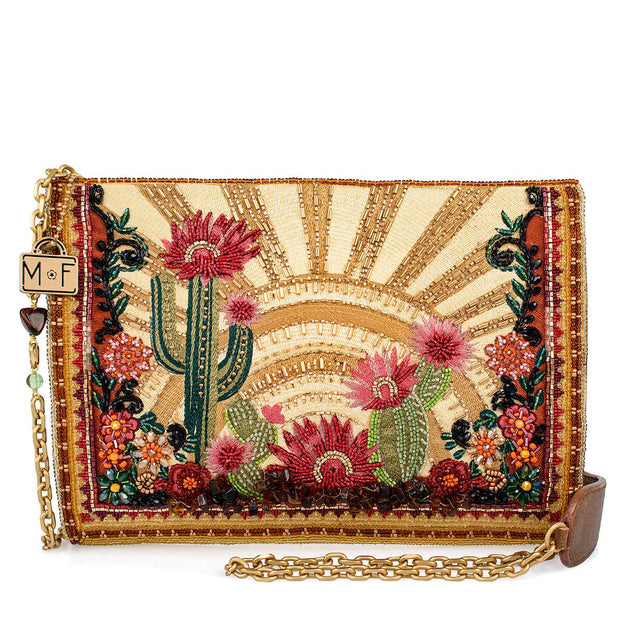 Beaded Cactus and Floral Crossbody Handbag