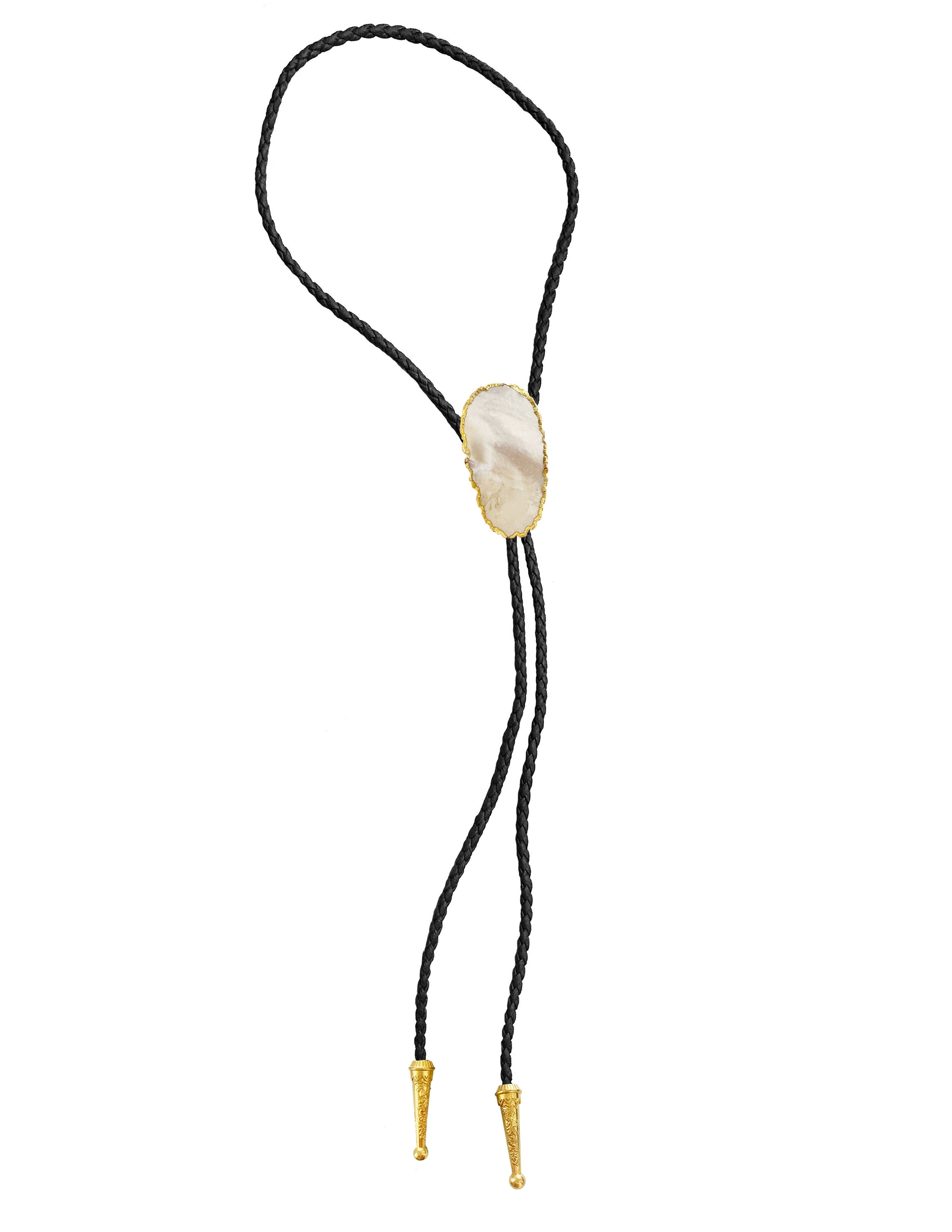 Gemstone Bolo Tie - Mother of  Pearl