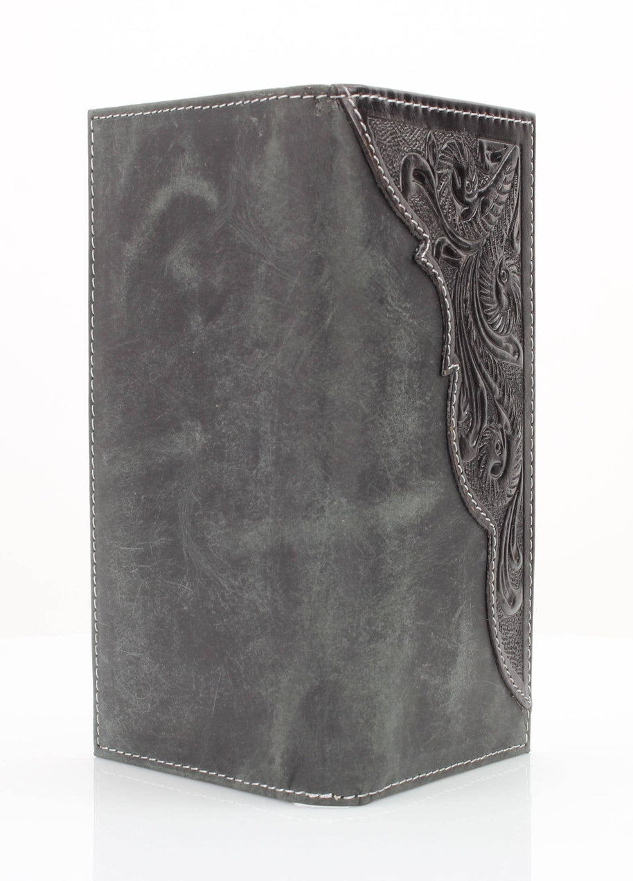 Oil Pull Up Tooled Leather Accent Rodeo Wallet
