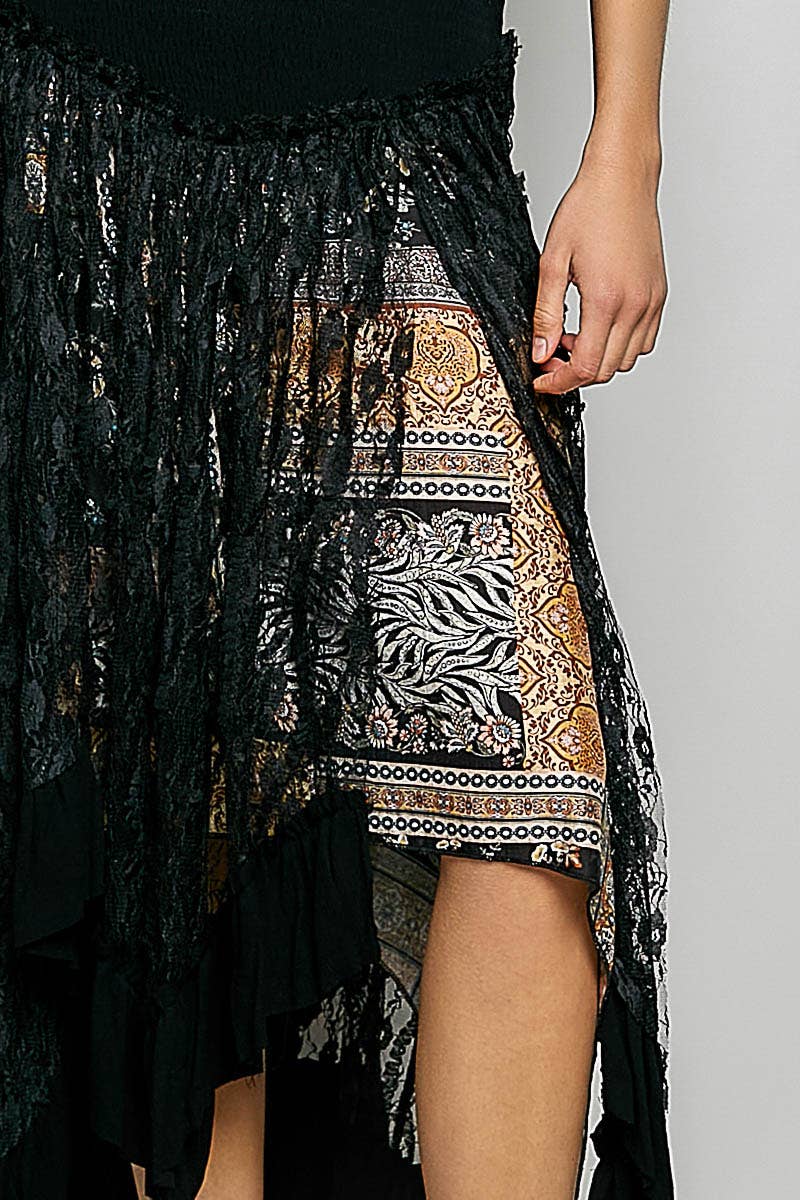 Reverse Ruffle Lace Skirt