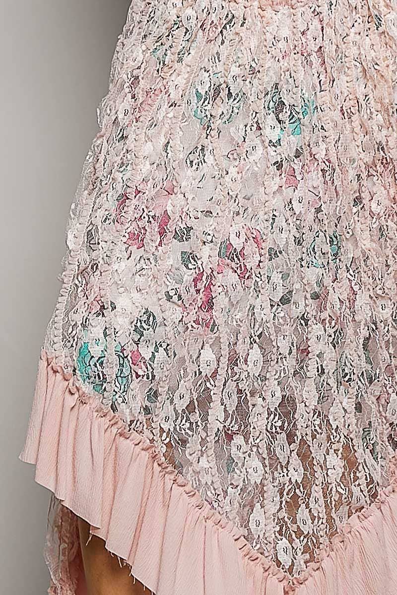 Reverse Ruffle Lace Skirt