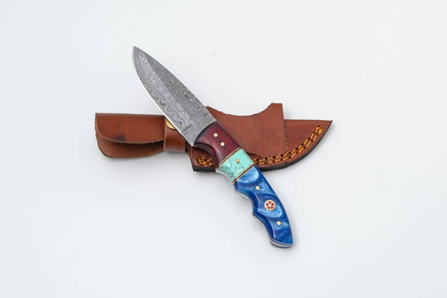 Blue Horizon Damascus Hunting Knife