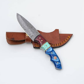 Blue Horizon Damascus Hunting Knife
