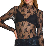 Lace Long-Sleeve Layering Top, Several Colors