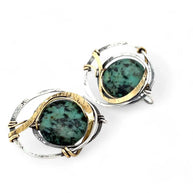 Handmade Turquoise Moon Post Earrings