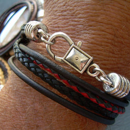 Four Strand, Double Wrap Leather Bracelet