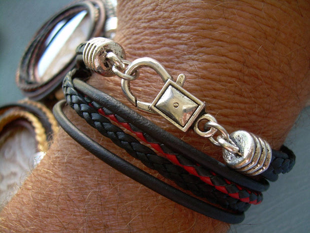 Four Strand, Double Wrap Leather Bracelet