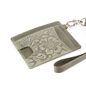 Small ID Wristlet Floral Filigree Leather