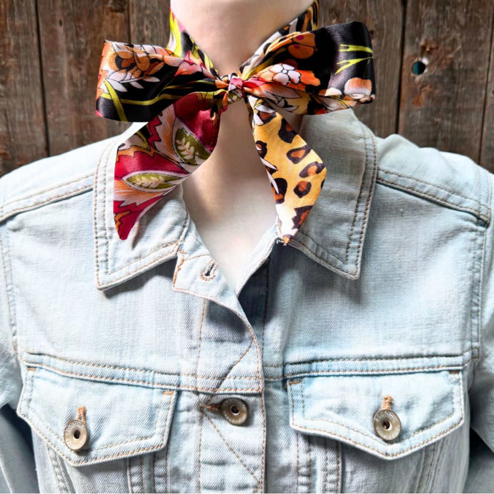 Yellow and Black Western Skinny Mini Wild Rag / Cowgirl Necktie #TW335