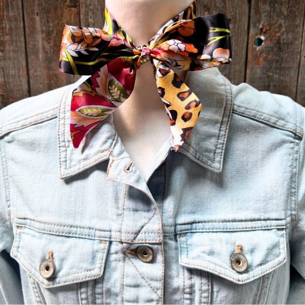 Yellow and Black Western Skinny Mini Wild Rag / Cowgirl Necktie #TW335