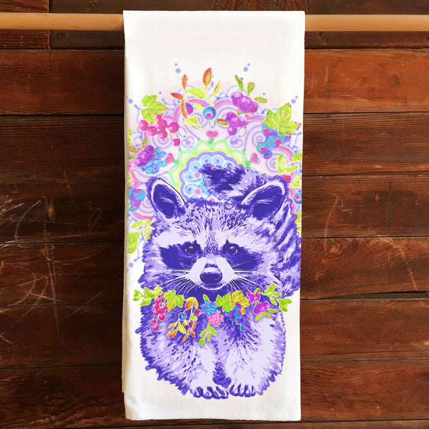 Racoon Kitchen Tea Towel Flour Sack Cotton