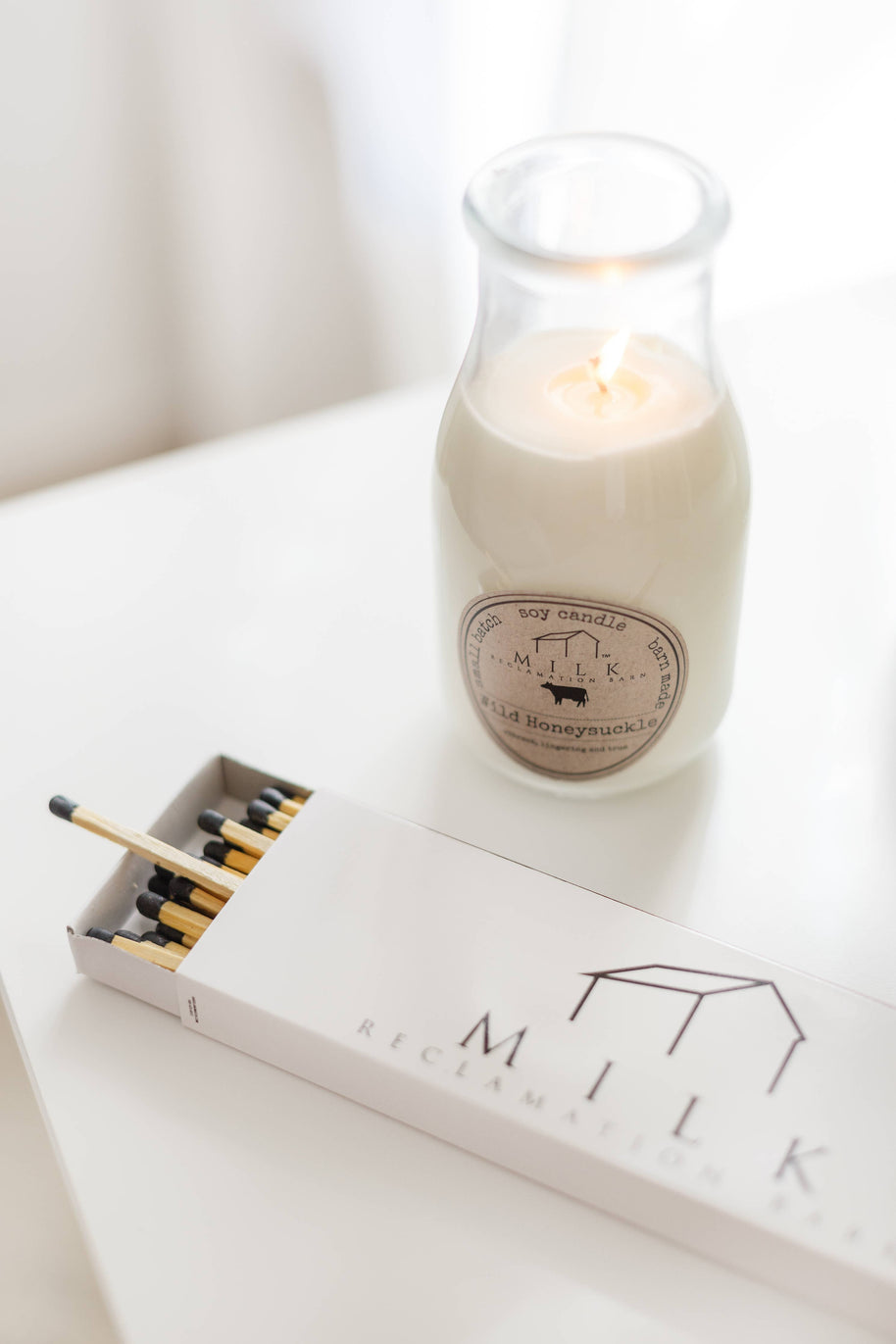 Milk Bottle Candle, Wild Honeysuckle