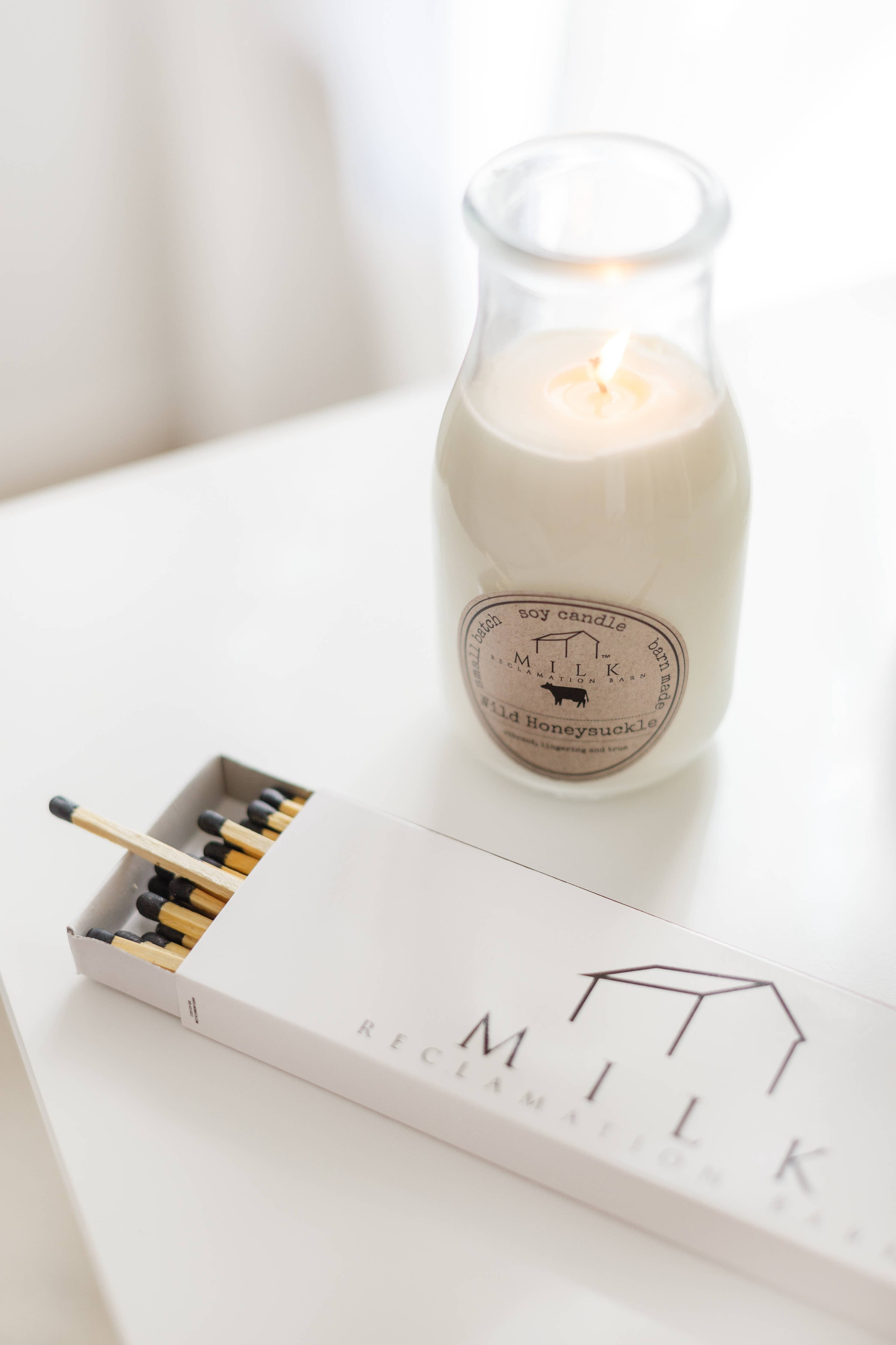 Milk Bottle Candle, Wild Honeysuckle