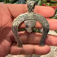 Squash Blossom with Natural Turquoise Pendant, Handcrafted