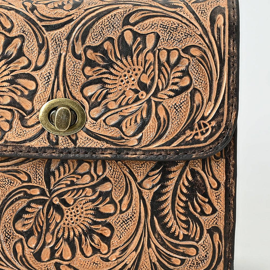Tooled Leather Purse with Chain