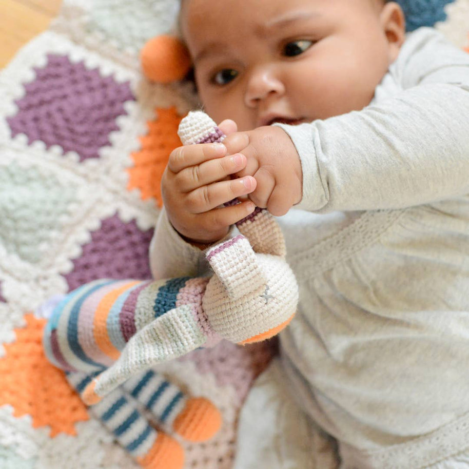 Handmade Granny Square Baby Blanket, Purple