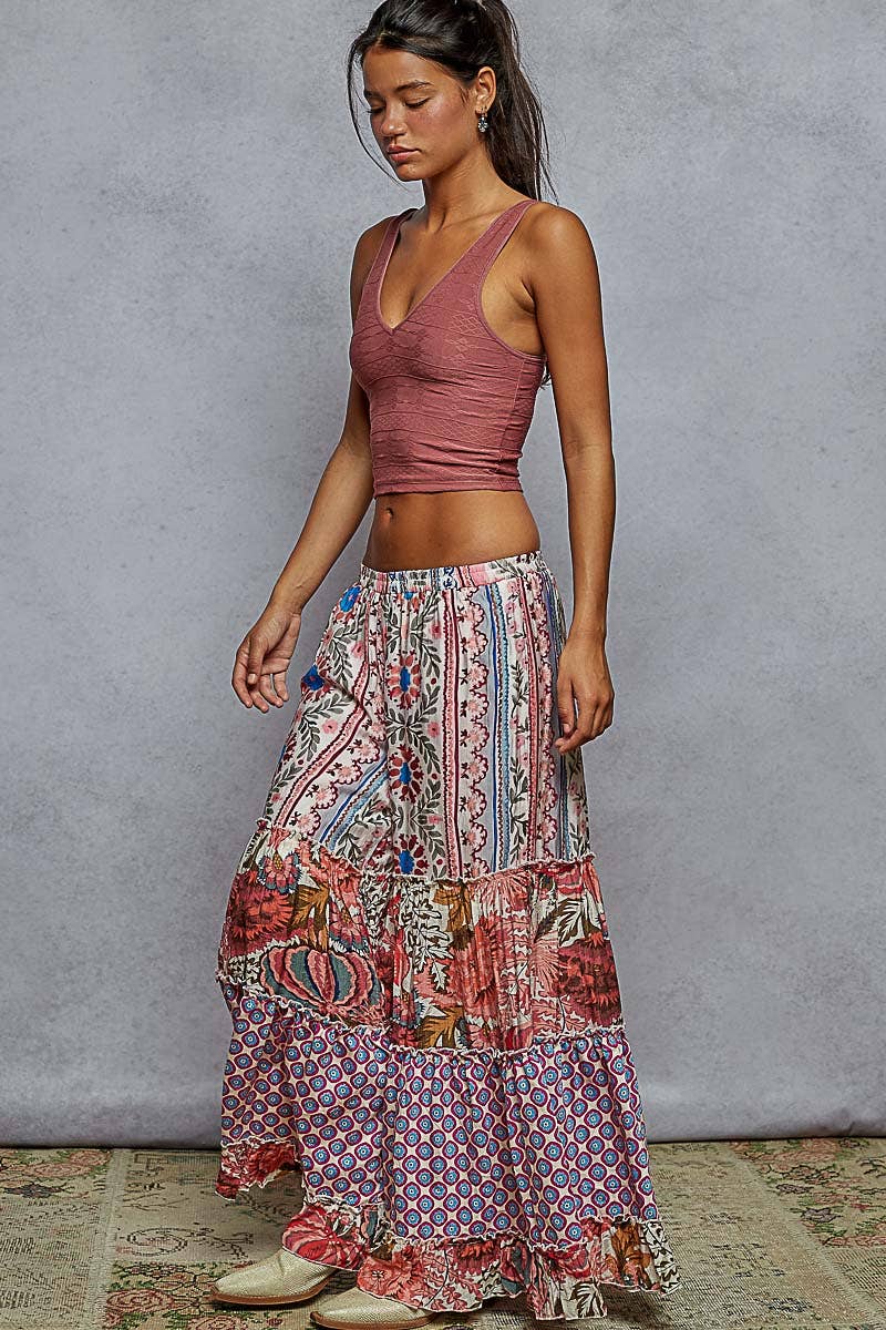 Patterned Wide Leg Pants