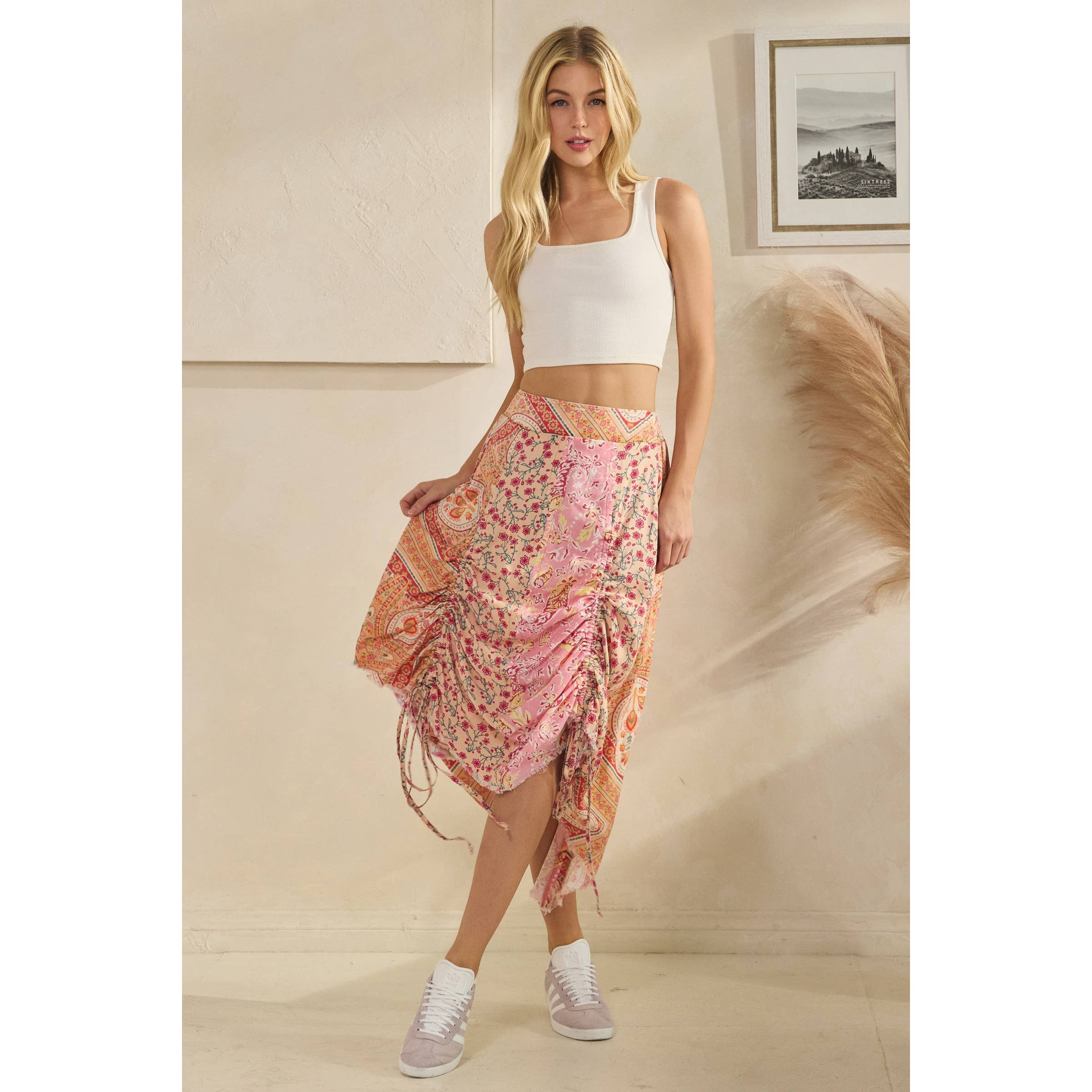 Cinched Patch Mini-Skirt