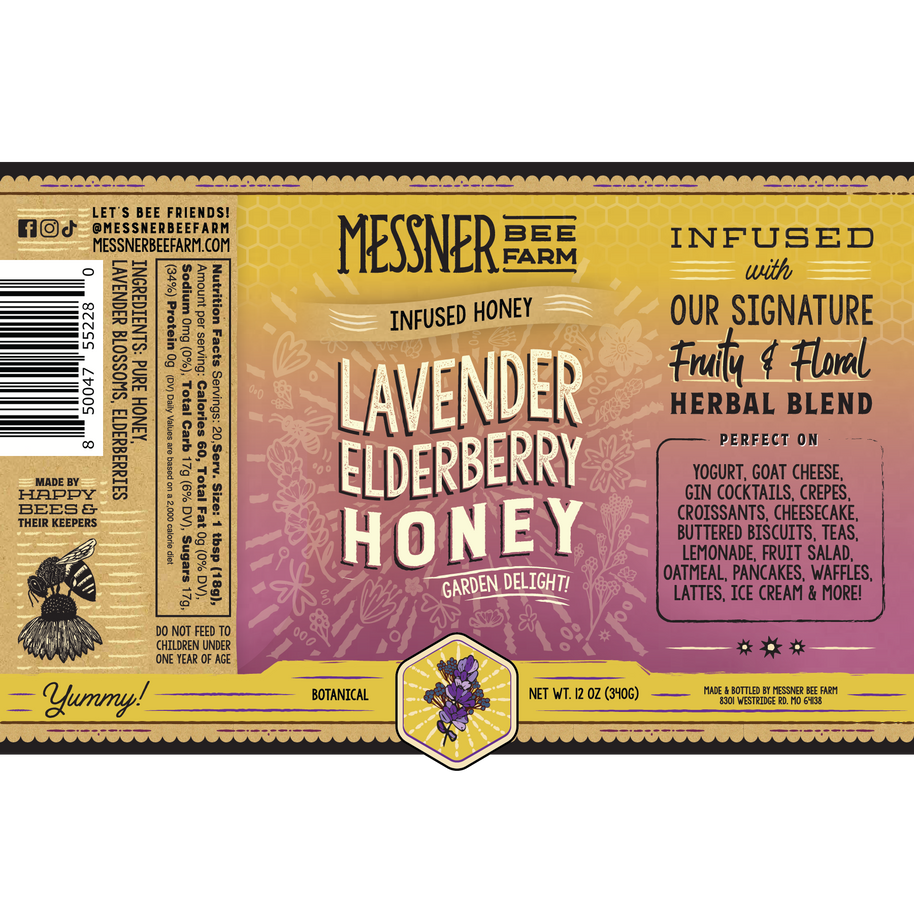 Lavender Elderberry Infused Honey,  12oz