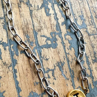 Circle Initial Pendant Necklace TWO TONE