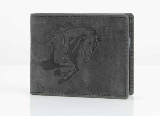 Horse Embossed Leather Bi Fold Wallet