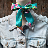 Turquoise and Pink Western Skinny Mini Wild Rag / Cowgirl Necktie #TW319