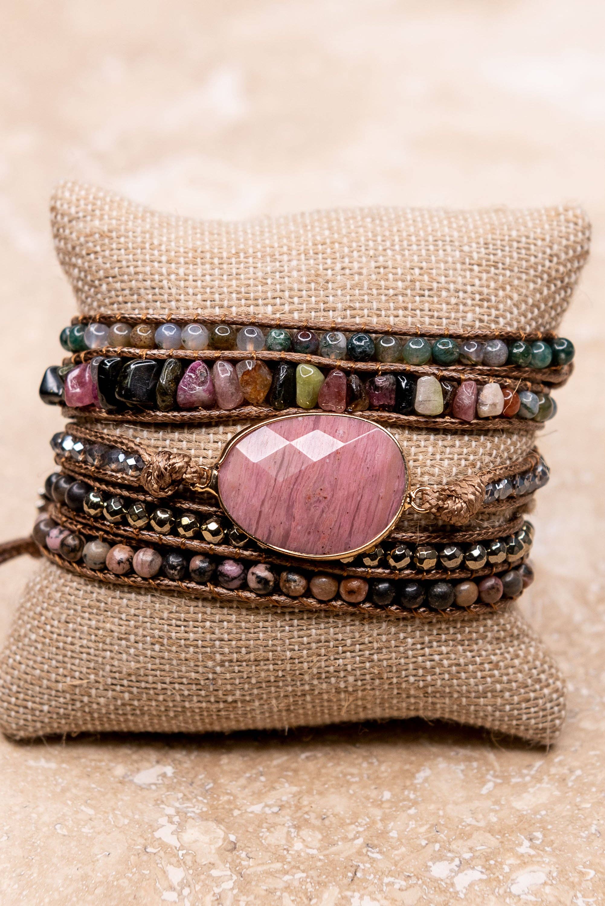Kelly Wrap Bracelet: Jasper/Brown
