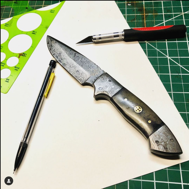 Damascus Steel full tang dyed Bone grip handle