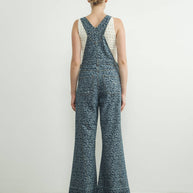 Animal Print Wide Leg Denim Overalls