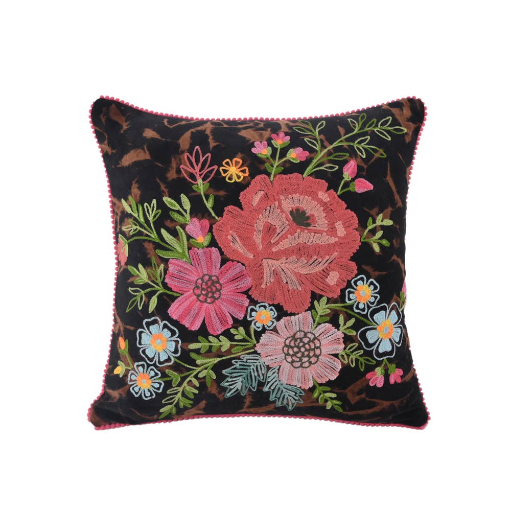 Black Velvet Camo Pillow