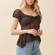Ruffle Lace Sweetheart Shirt