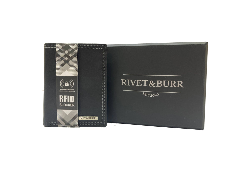 Double Stitch Leather Trifold Wallet